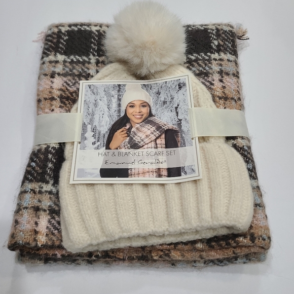 NWT Emanuel Geraldo Hat & blanket scarf set women's one size - Picture 1 of 6